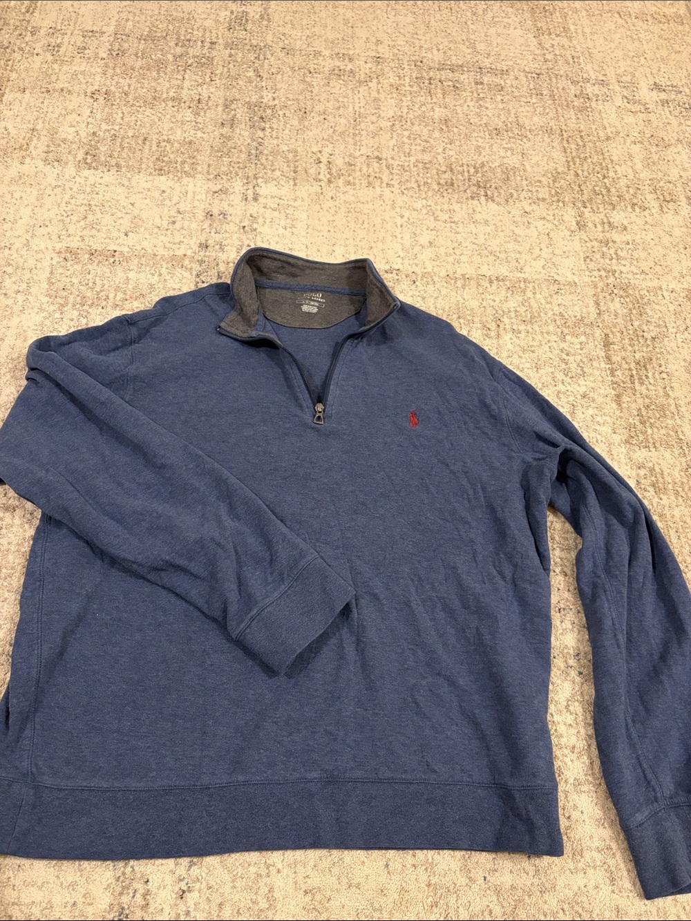 Polo by Ralph Lauren Blue Half-Zip Sweatshirt with Red Pony